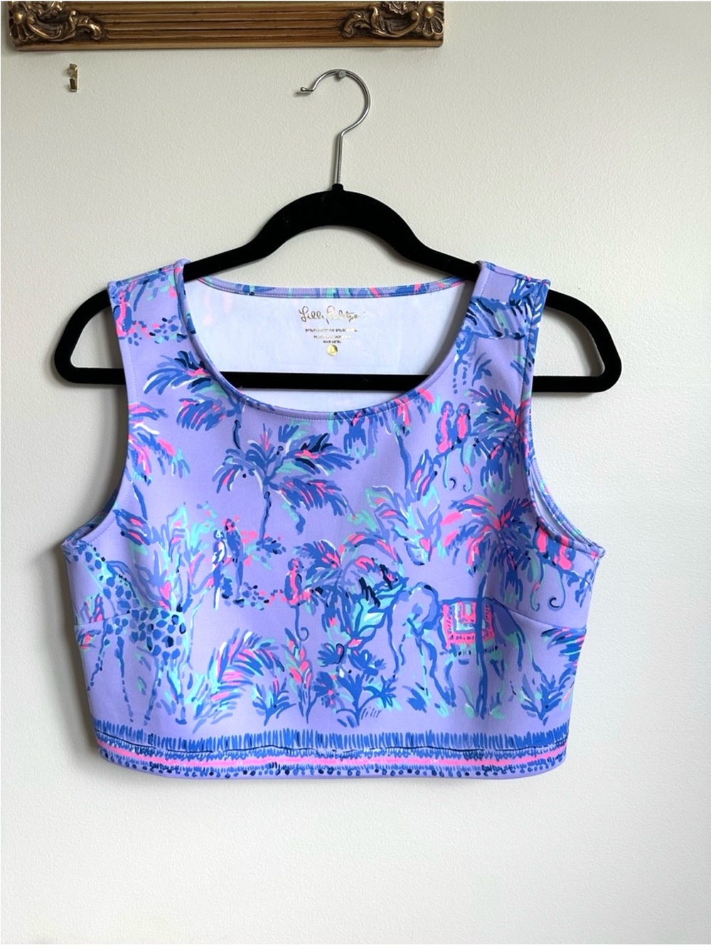 Lilly Pulitzer Nero Lilac Verbena Fruity Monkey Crop Top Womens Large Purple